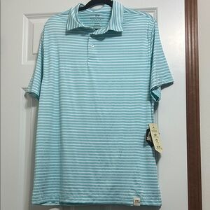 RW Golf Men's Aqua Striped Polo Shirt